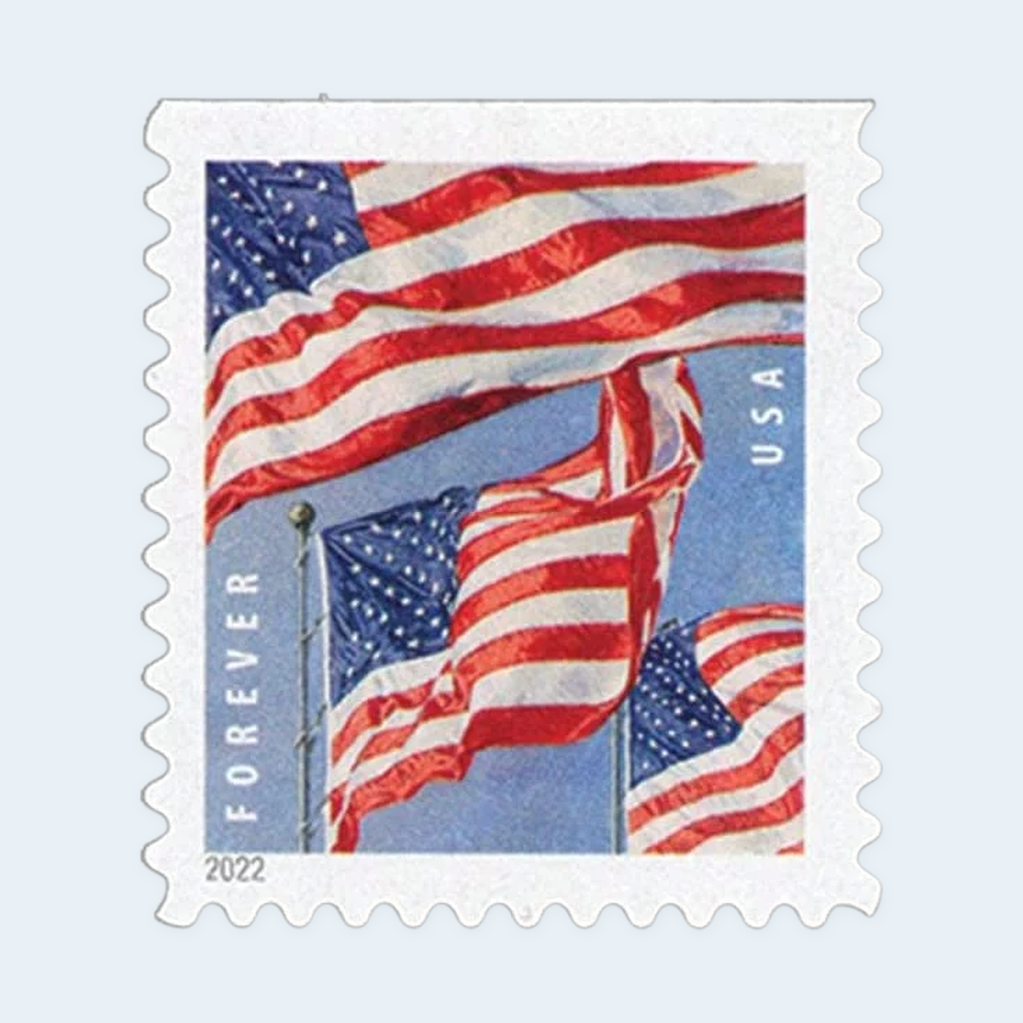 2022 U.S. Flags Forever Stamps: Self-Adhesive Roll for First-Class Mail - Image 3