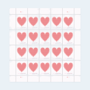 2020 Made of Hearts Forever Stamps: Self-Adhesive Sheets for First-Class Mail