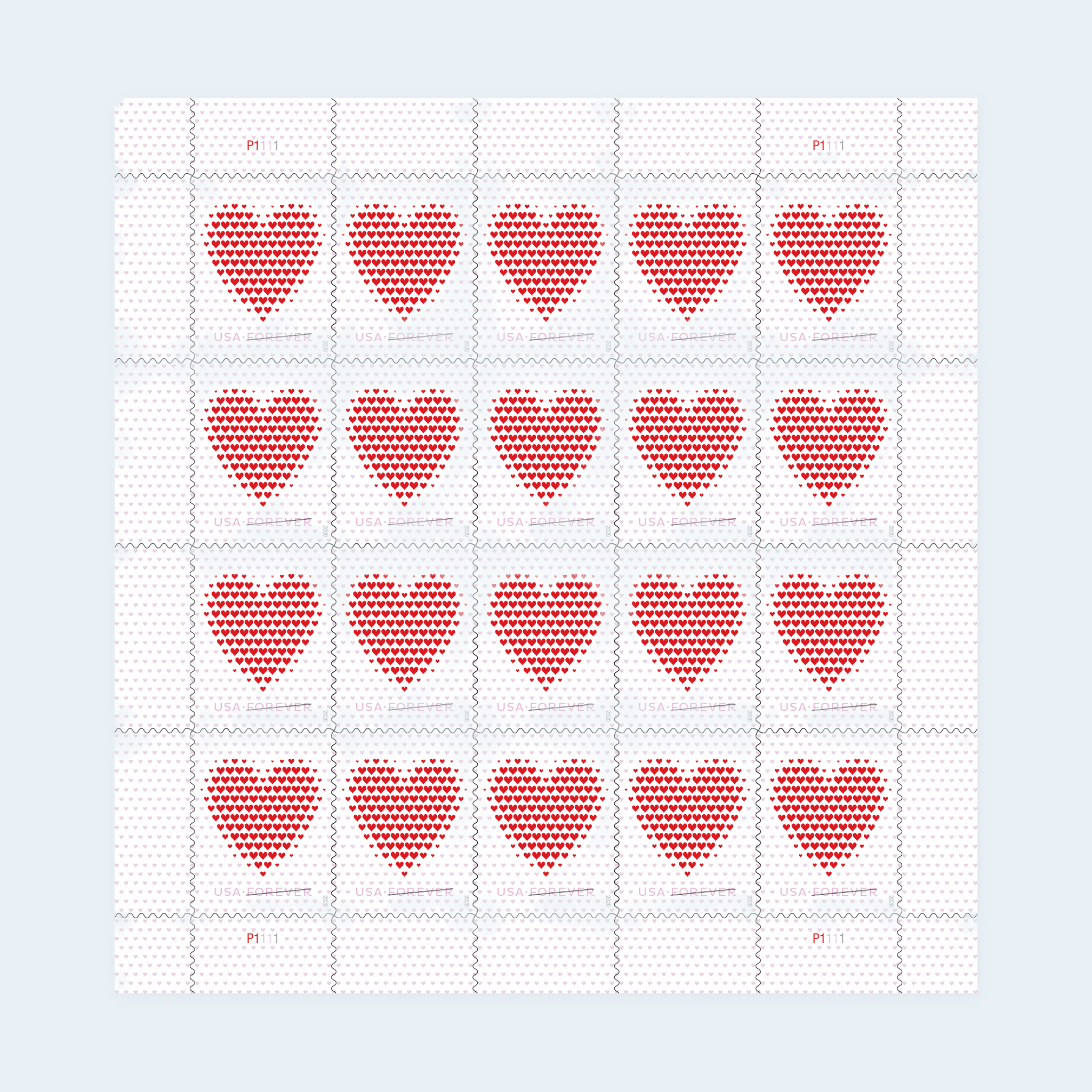 2020 Made of Hearts Forever Stamps: Self-Adhesive Sheets for First-Class Mail
