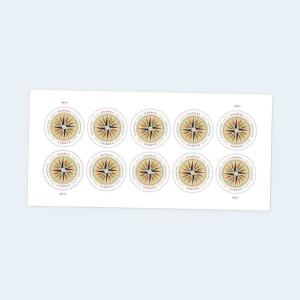 2025 1794 Compass Rose Global Forever Stamps: Self-Adhesive Sheet for International Mail