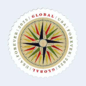 2025 1794 Compass Rose Global Forever Stamps: Self-Adhesive Sheet for International Mail - Image 2