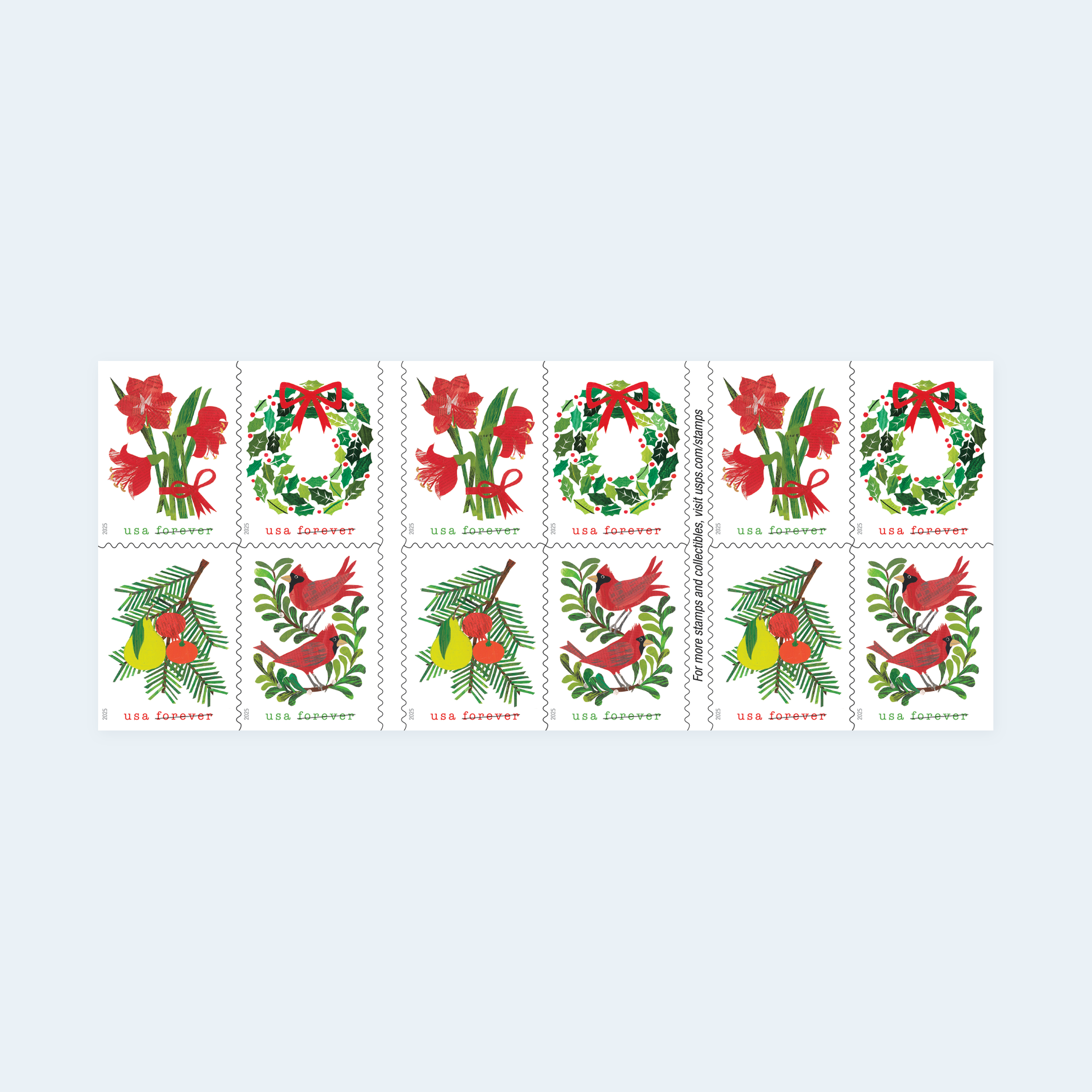 2025 Holiday Cheer Forever Stamps: Self-Adhesive Booklet for First-Class Mail - Image 2