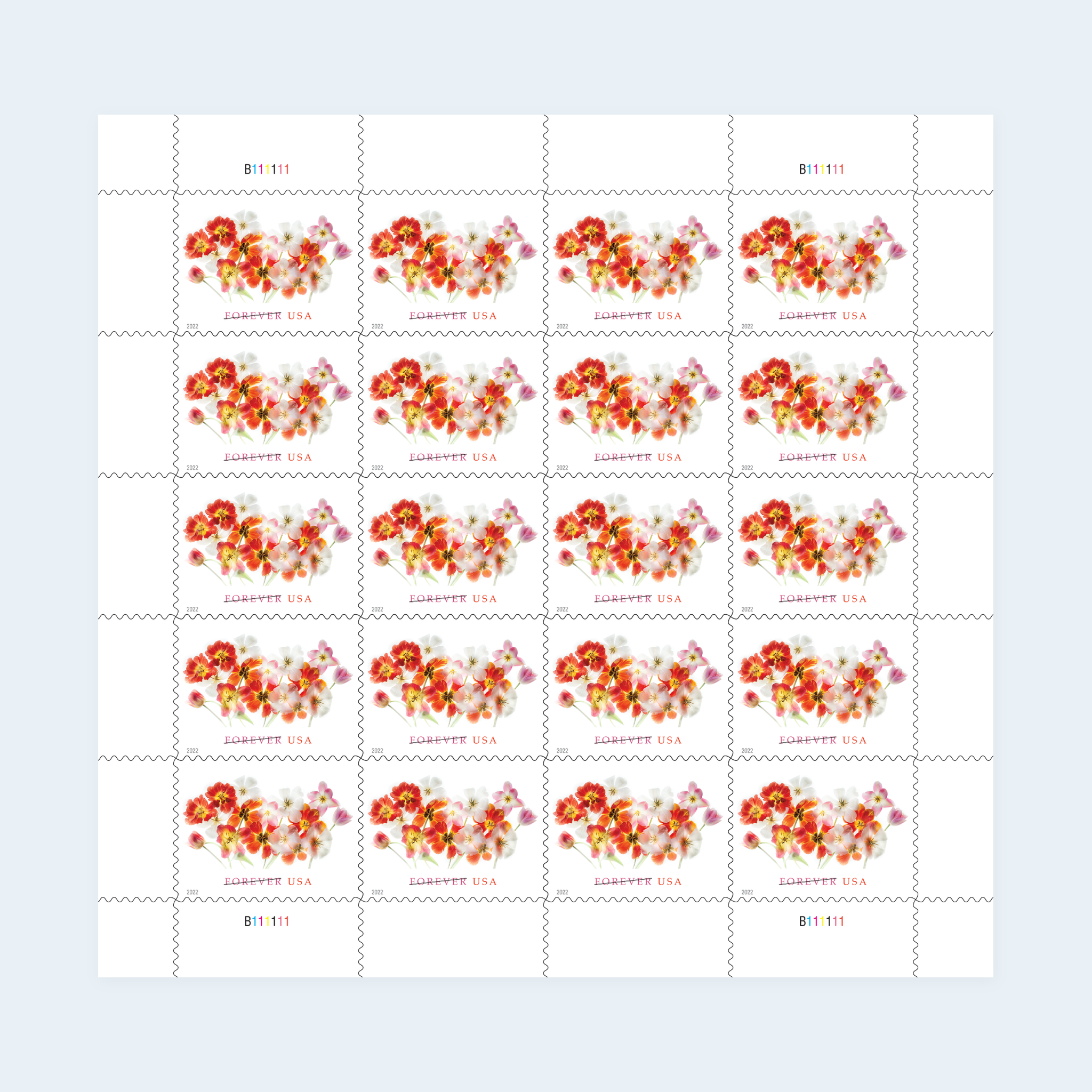 2022 Tulips Forever Stamps: Self-Adhesive Sheets for First-Class Mail