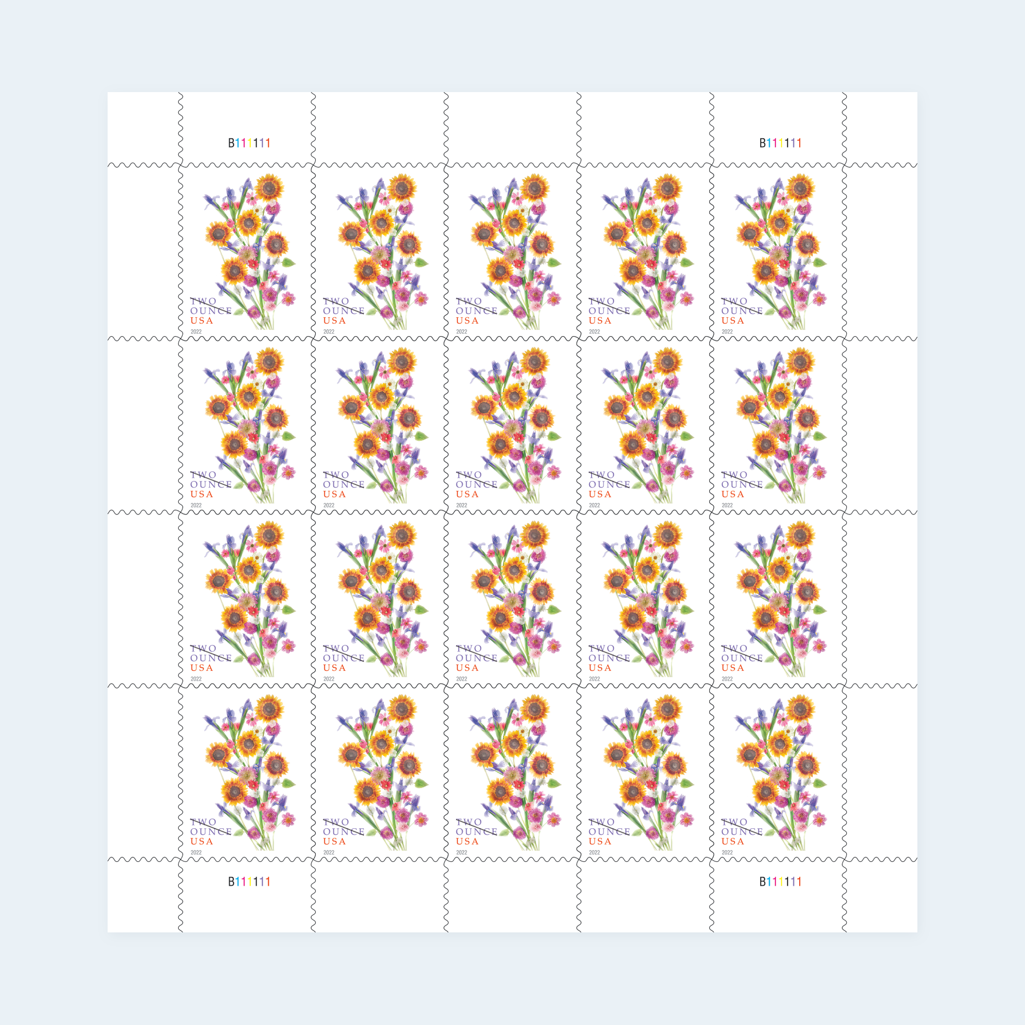 2022 Sunflower Bouquet Two-Ounce Stamps: Self-Adhesive Sheets for First-Class Mail