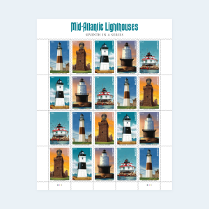 2021 Mid-Atlantic Lighthouses Forever Stamps: Self-Adhesive Sheet for First-Class Mail