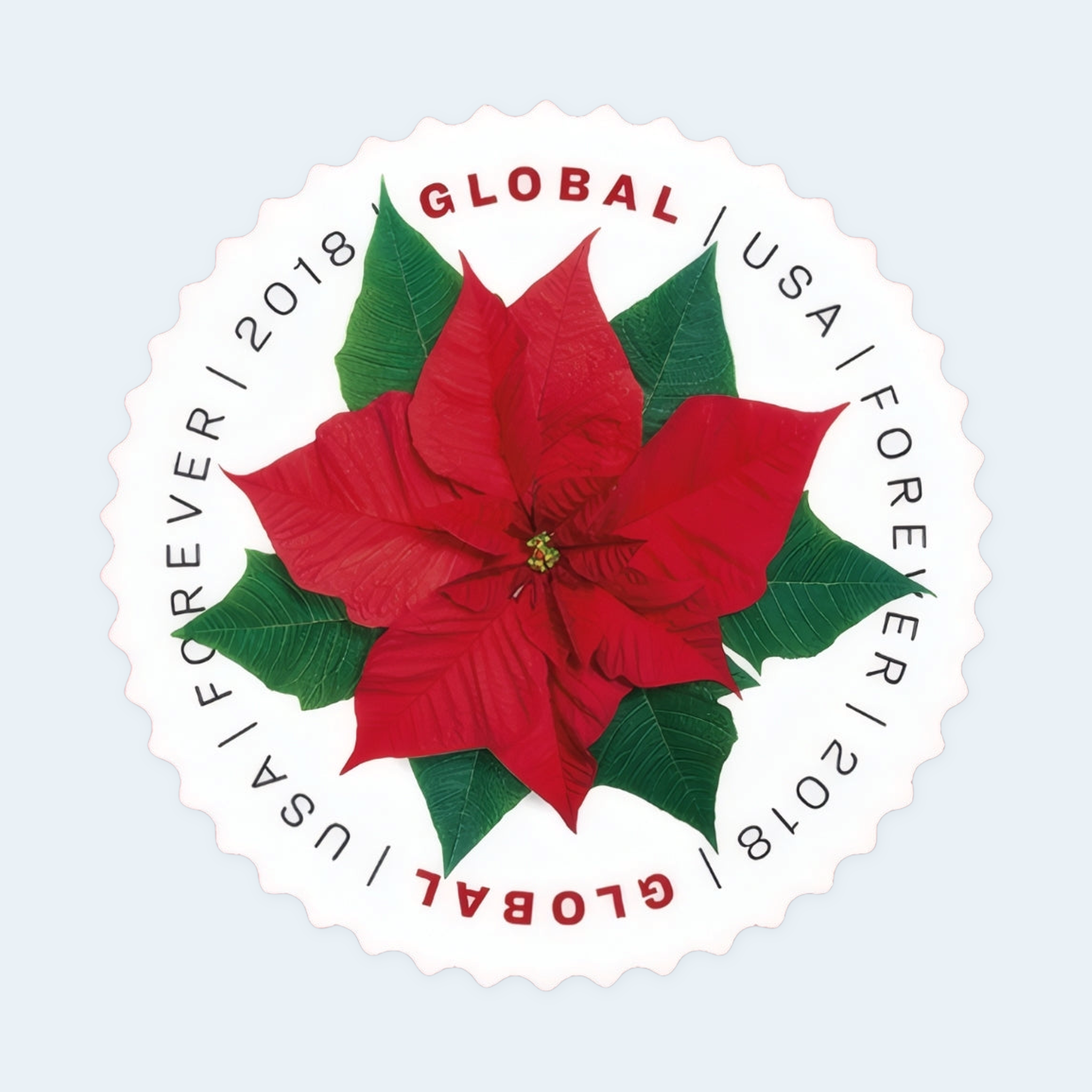 2018 Poinsettia Global Forever Stamps: Self-Adhesive Sheet for International Mail - Image 2