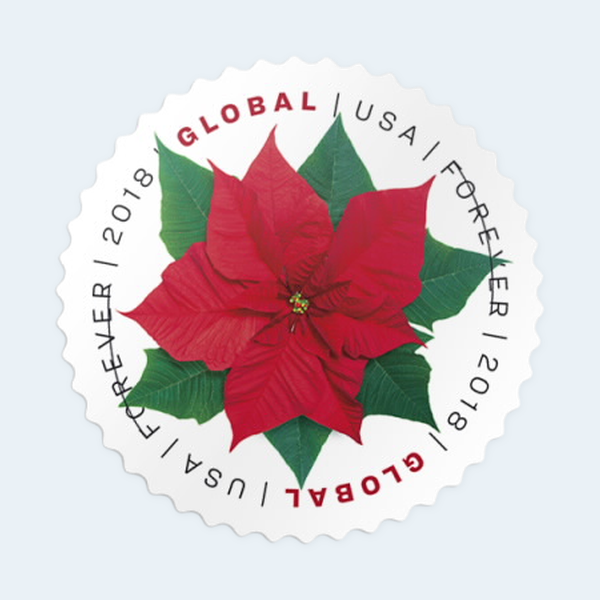 2018 Poinsettia Global Forever Stamps: Self-Adhesive Sheet for International Mail - Image 3