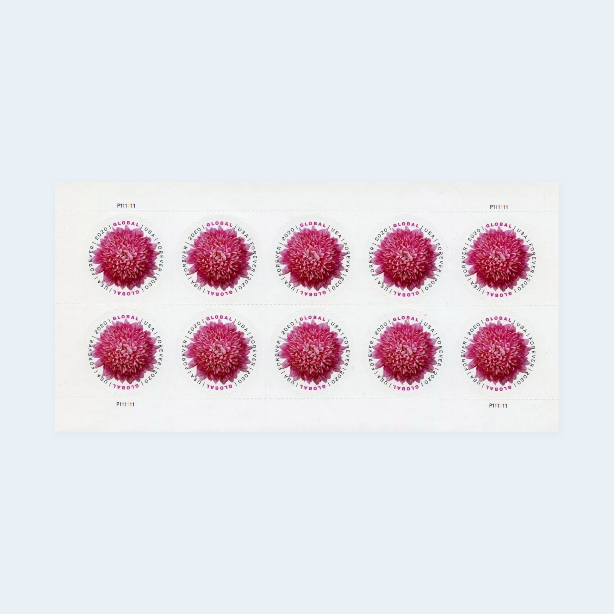 2020 Chrysanthemum Global Forever Stamps: Self-Adhesive Sheet for International Mail