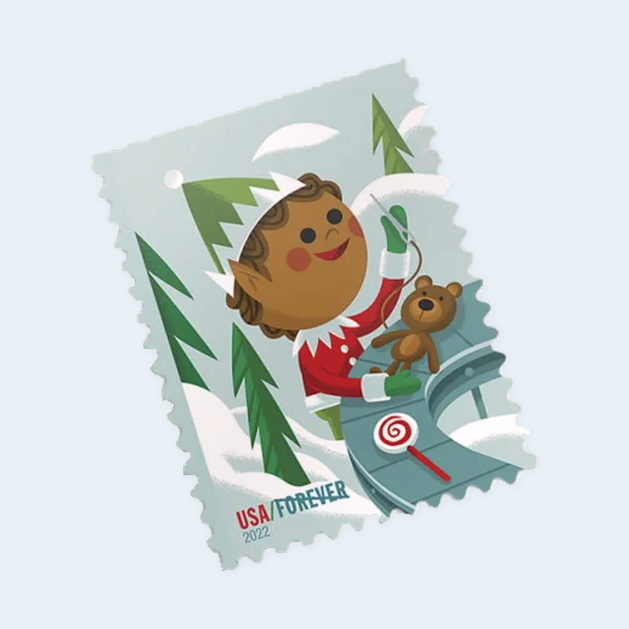 2022 Holiday Elves Forever Stamps: Self-Adhesive Booklet for First-Class Mail - Image 3
