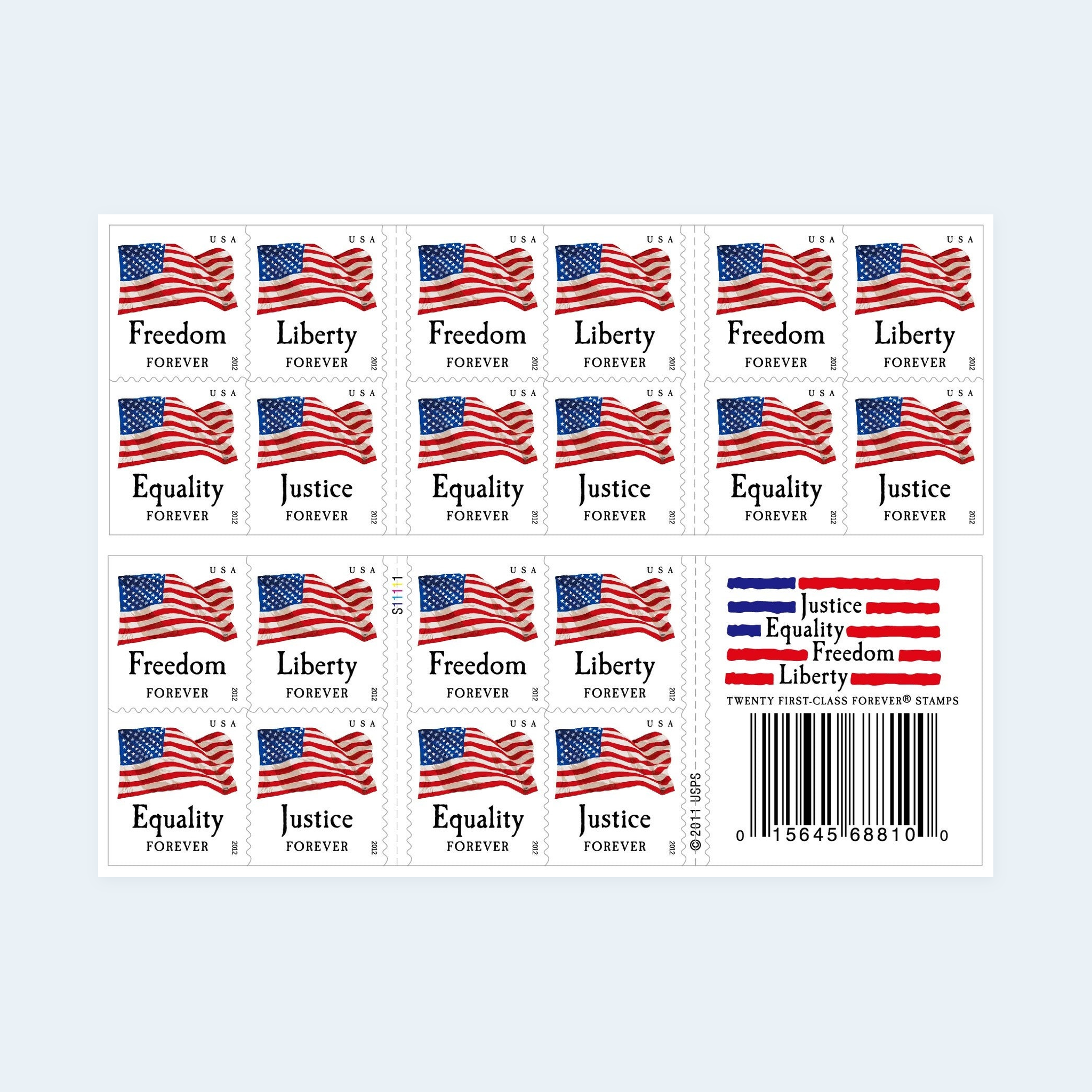 2012 Four Flags Forever Stamps: Self-Adhesive Booklet for First-Class Mail