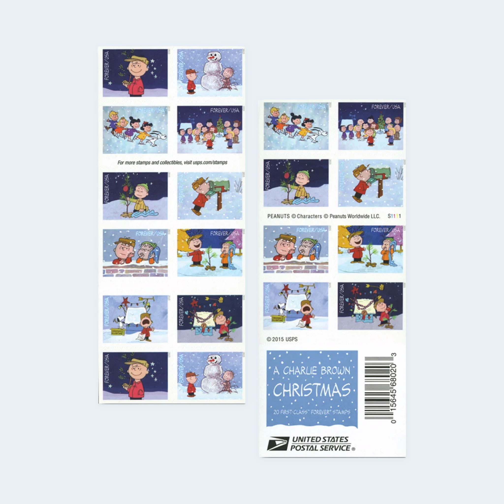 2015 A Charlie Brown Christmas Forever Stamps: Self-Adhesive Booklet for First-Class Mail