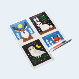 2023 Winter Woodland Animals Forever Stamps: Self-Adhesive Booklet for First-Class Mail - Image 2