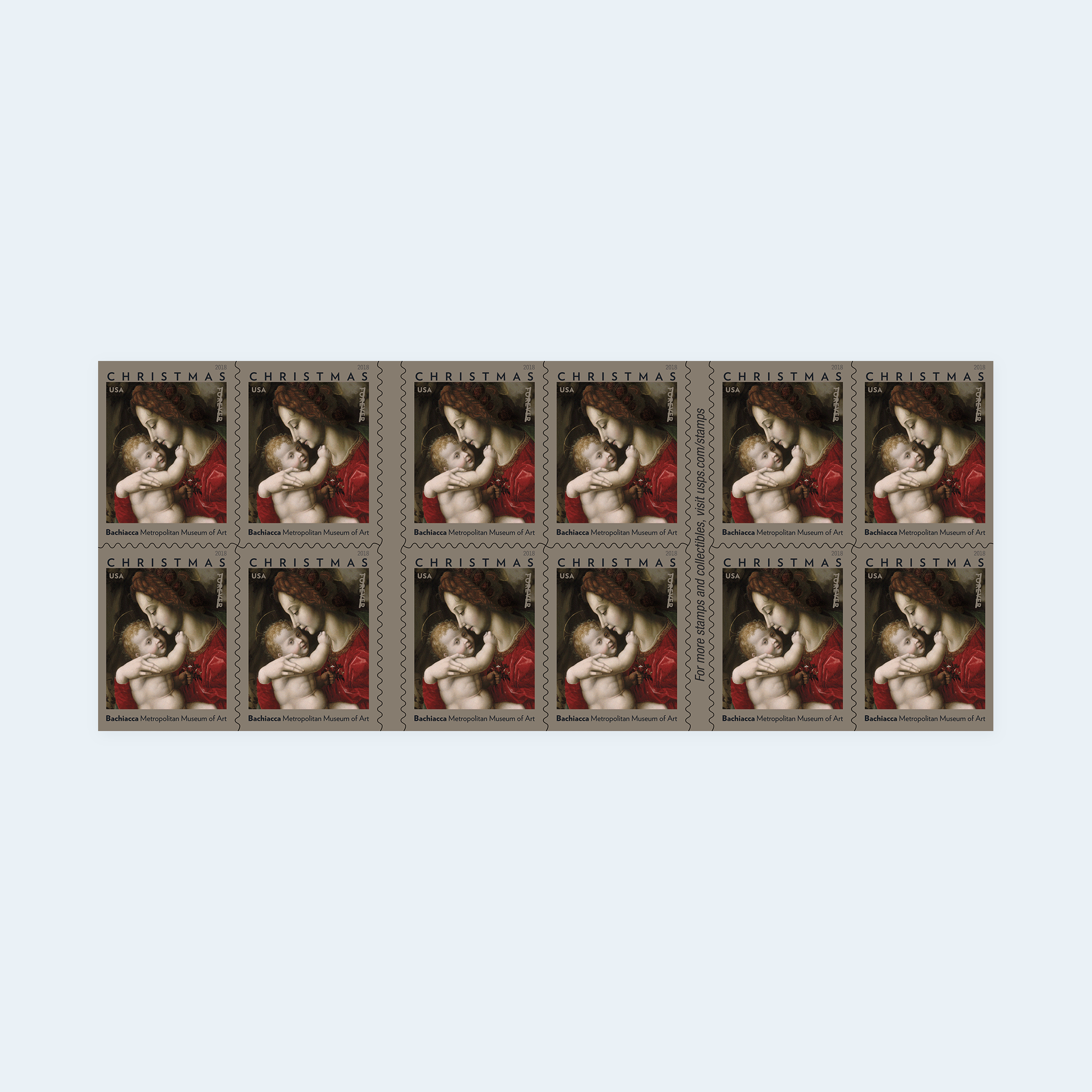 2018 Madonna and Child by Bachiacca Forever Stamps: Self-Adhesive Booklet for First-Class Mail - Image 2