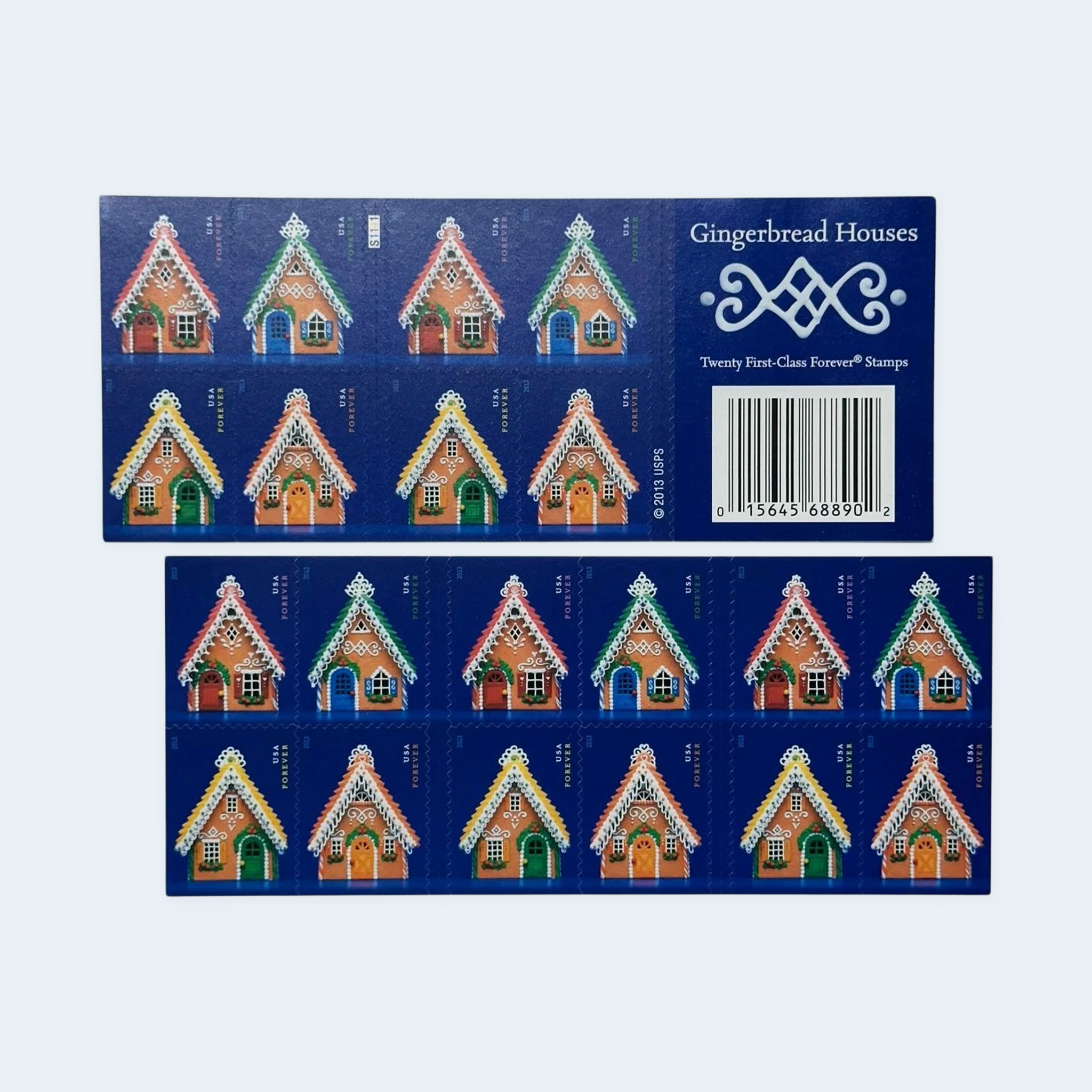 2013 Gingerbread Houses Forever Stamps: Self-Adhesive Booklet for First-Class Mail