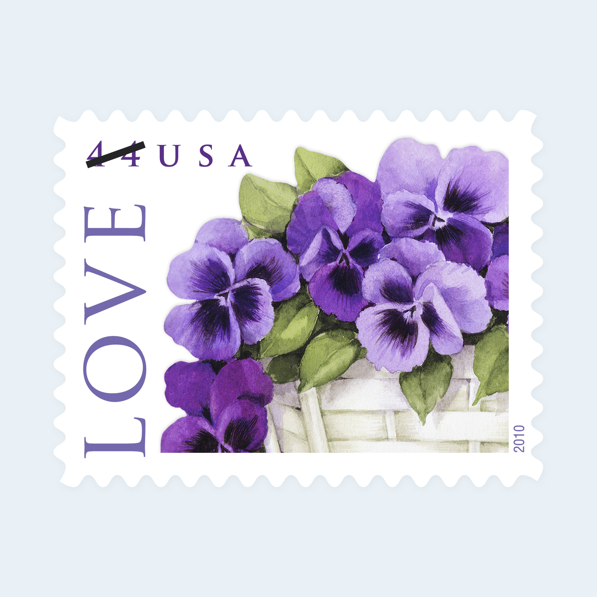 2010 Love Pansies in a Basket Postage Stamps: Self-Adhesive Sheet for Letter Mail - Image 2