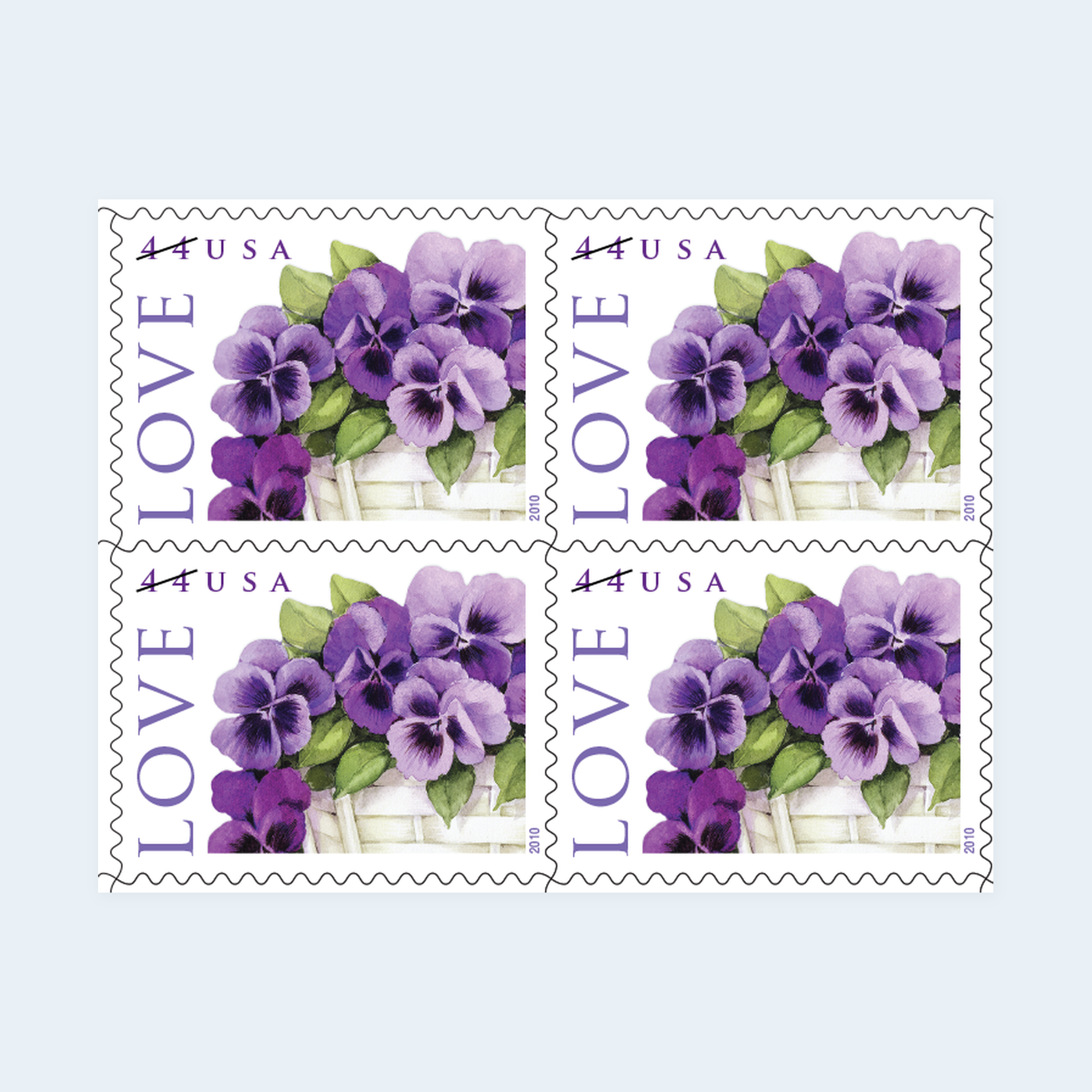 2010 Love Pansies in a Basket Postage Stamps: Self-Adhesive Sheet for Letter Mail - Image 3
