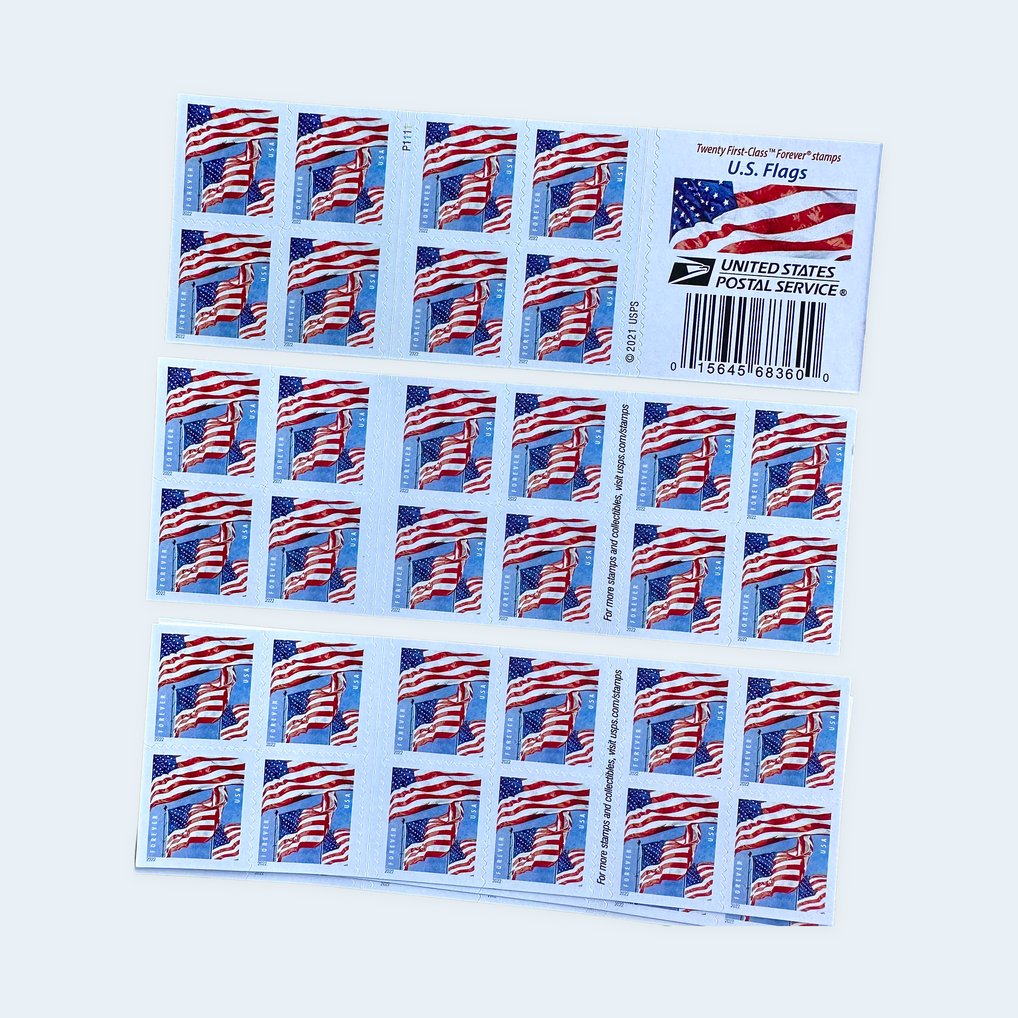 2022 U.S. Flags Forever Stamps: Self-Adhesive Booklet for First-Class Mail - Image 3