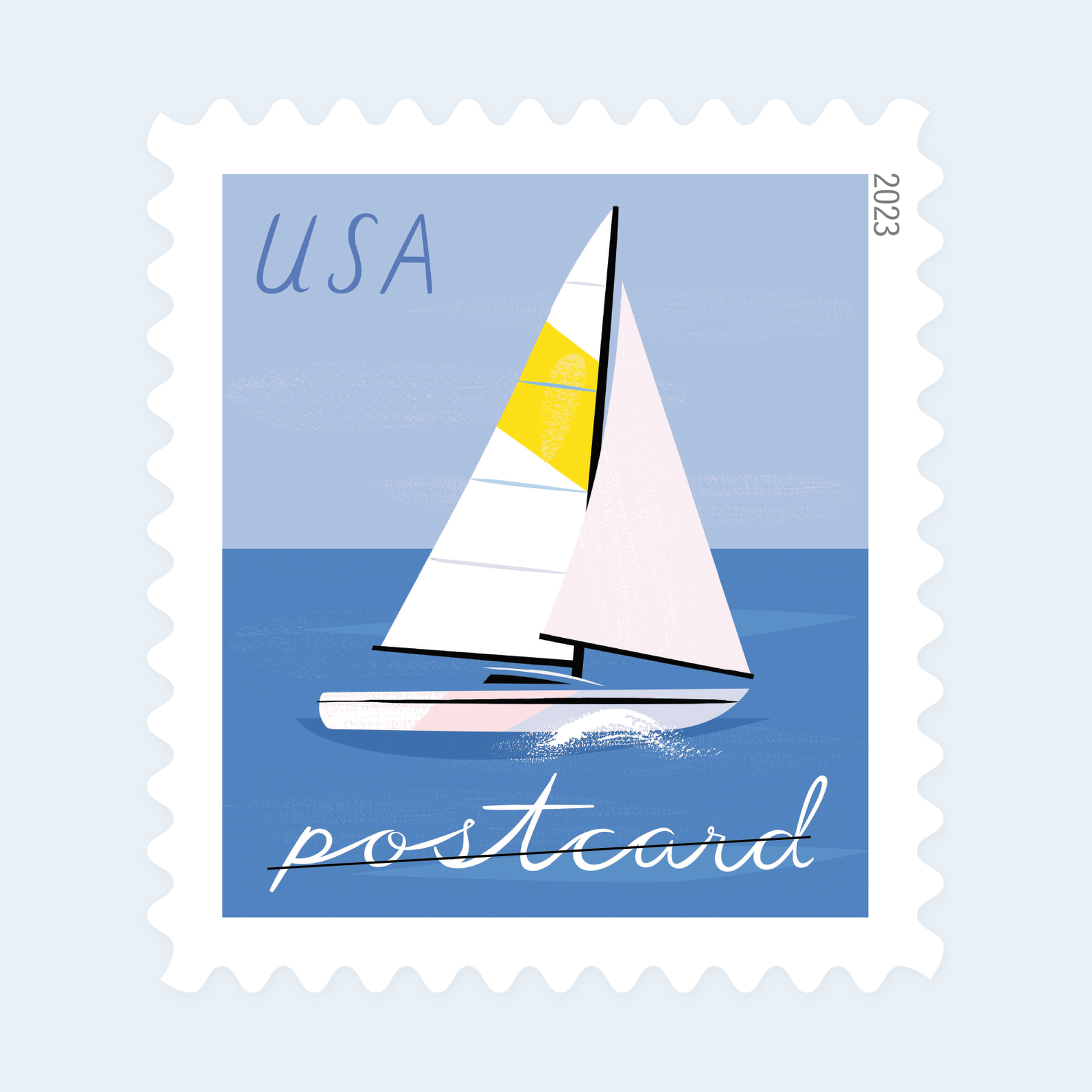 2023 Sailboats Postcard Stamps: Self-Adhesive Sheet for Domestic Postcards - Image 3