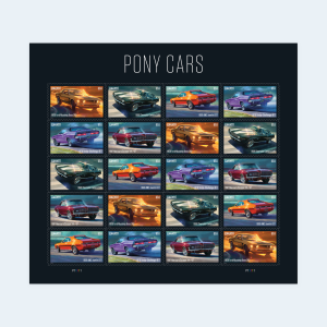 2022 Pony Cars Forever Stamps: Self-Adhesive Sheet for First-Class Mail