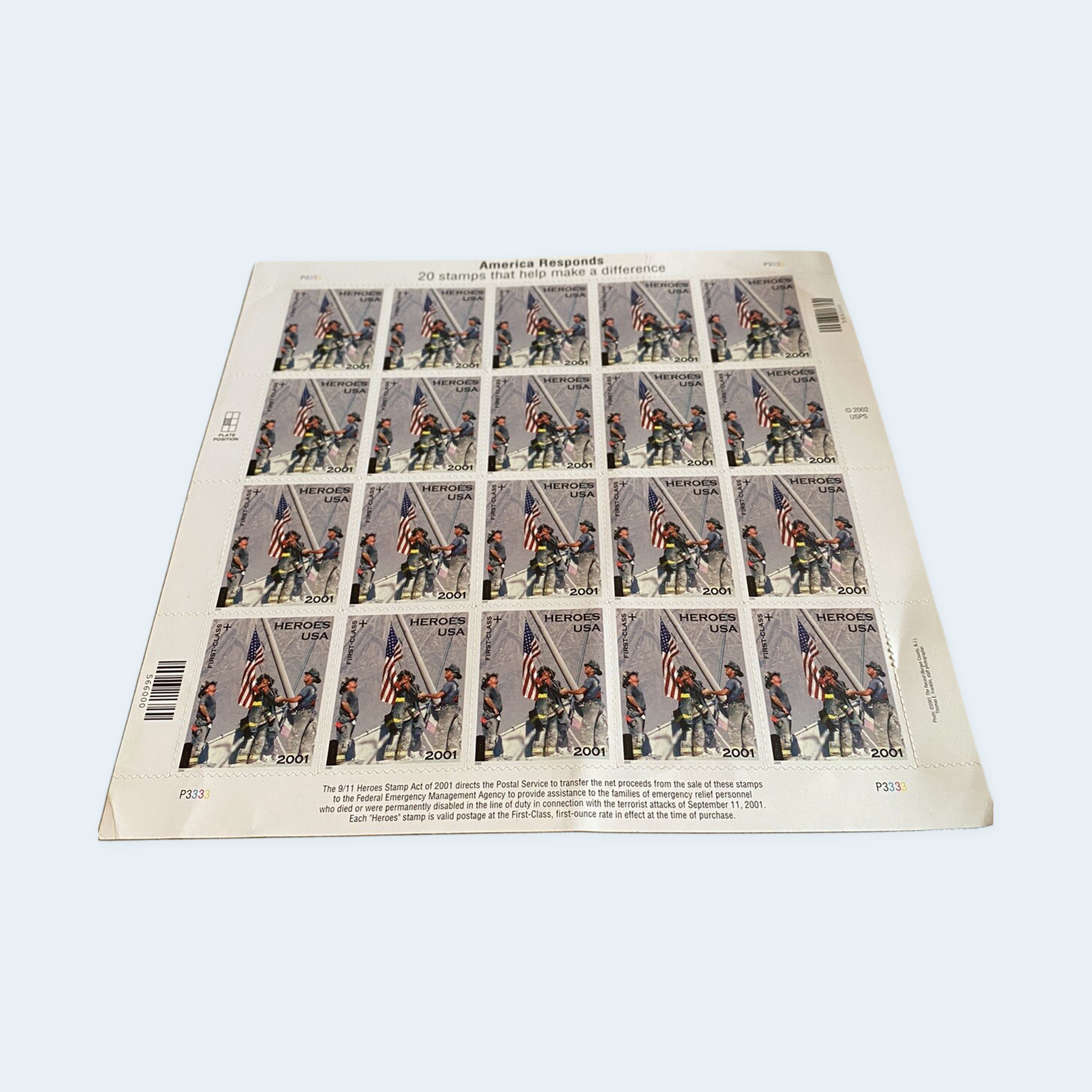2002 Heroes of 2001 Semipostal Stamps: Self-Adhesive Sheet for Letter Mail - Image 2