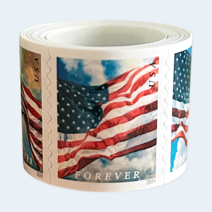 2024 U.S. Flags Forever Stamps: Self-Adhesive Roll for First-Class Mail