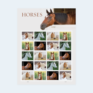 2024 Horses Forever Stamps: Self-Adhesive Sheet for First-Class Mail